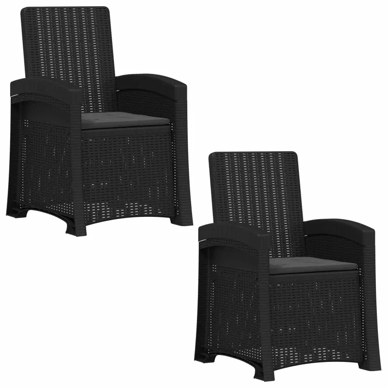 Atlošiamas sodo krėslas su rataniniu vaizdu 2 pcs Antracito PP