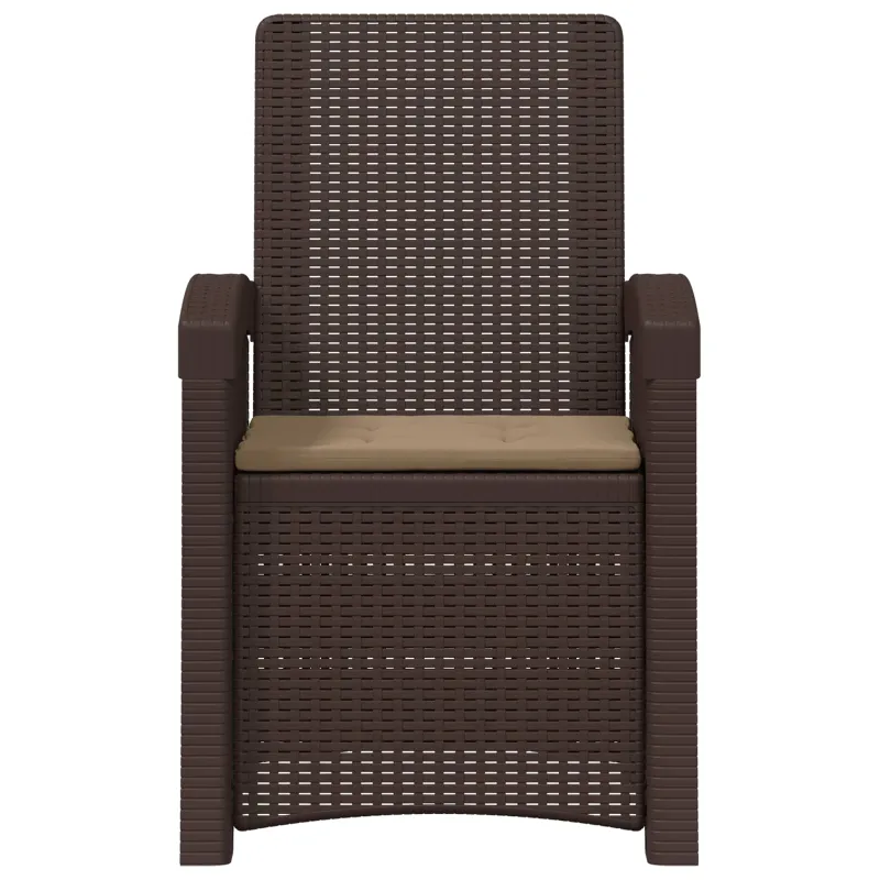 Atlošiamas sodo krėslas su rataniniu vaizdu 2 pcs Ruda ir taupe