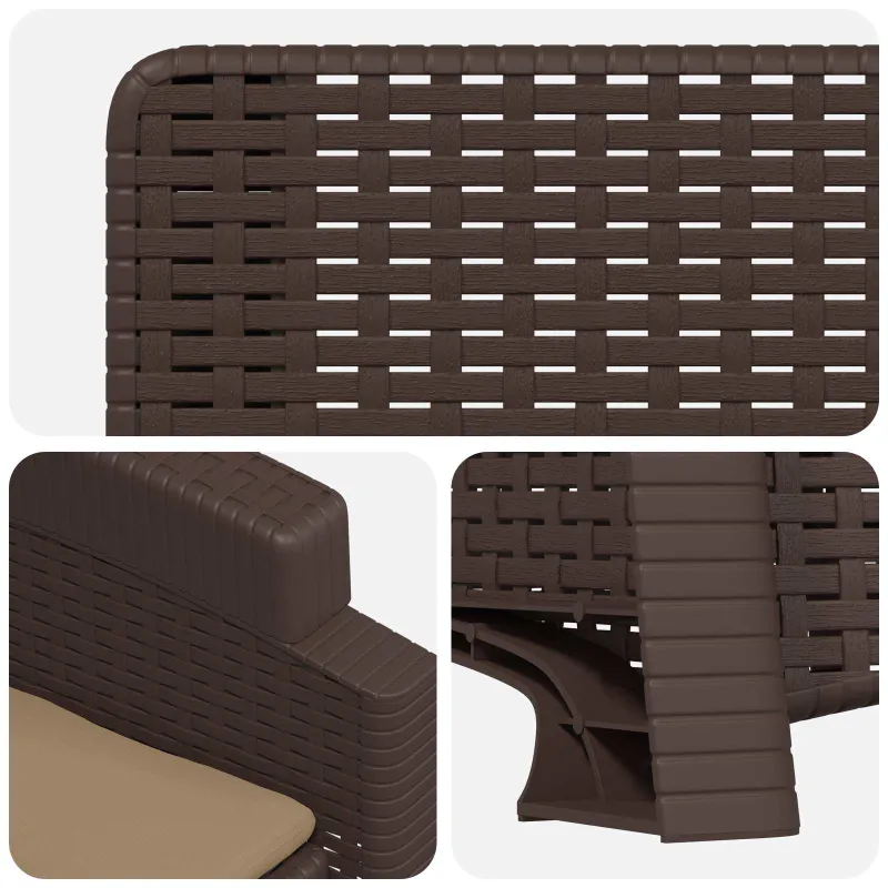 Atlošiamas sodo krėslas su rataniniu vaizdu 2 pcs Ruda ir taupe