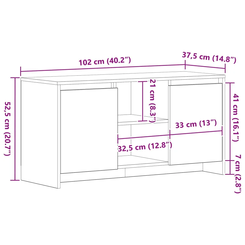 Televizoriaus spintelė Juodas ąžuolas 102 x 37,5 x 52,5 cm