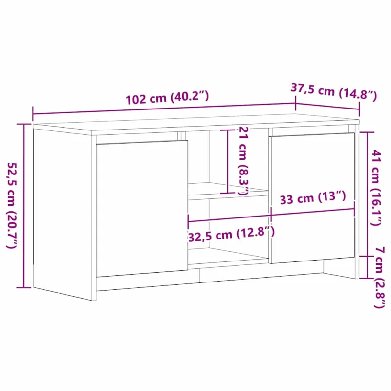 Televizoriaus spintelė Juodas ąžuolas 102 x 37,5 x 52,5 cm