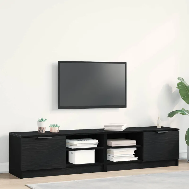 Televizoriaus spintelė 2 pcs Juodas ąžuolas 80 x 35 x 36,5 cm