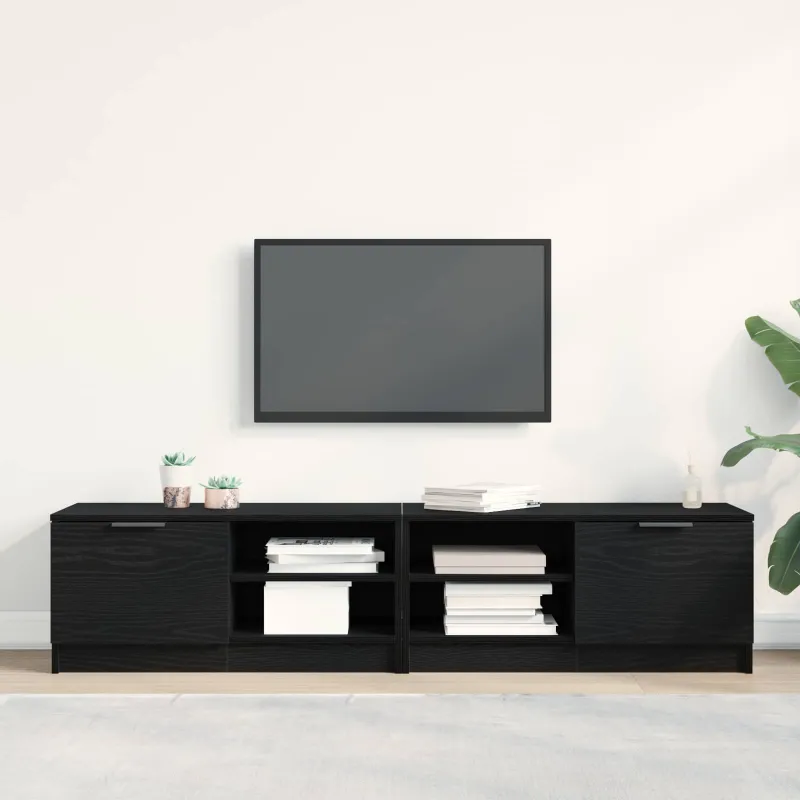 Televizoriaus spintelė 2 pcs Juodas ąžuolas 80 x 35 x 36,5 cm