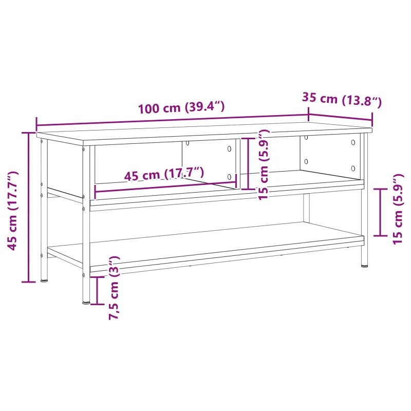 TV spintelių komplektas Juodas ąžuolas 100 x 35 x 45 cm
