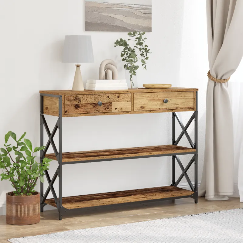 Konsolės stalas su stalčių Sena mediena 100 x 28 x 75 cm