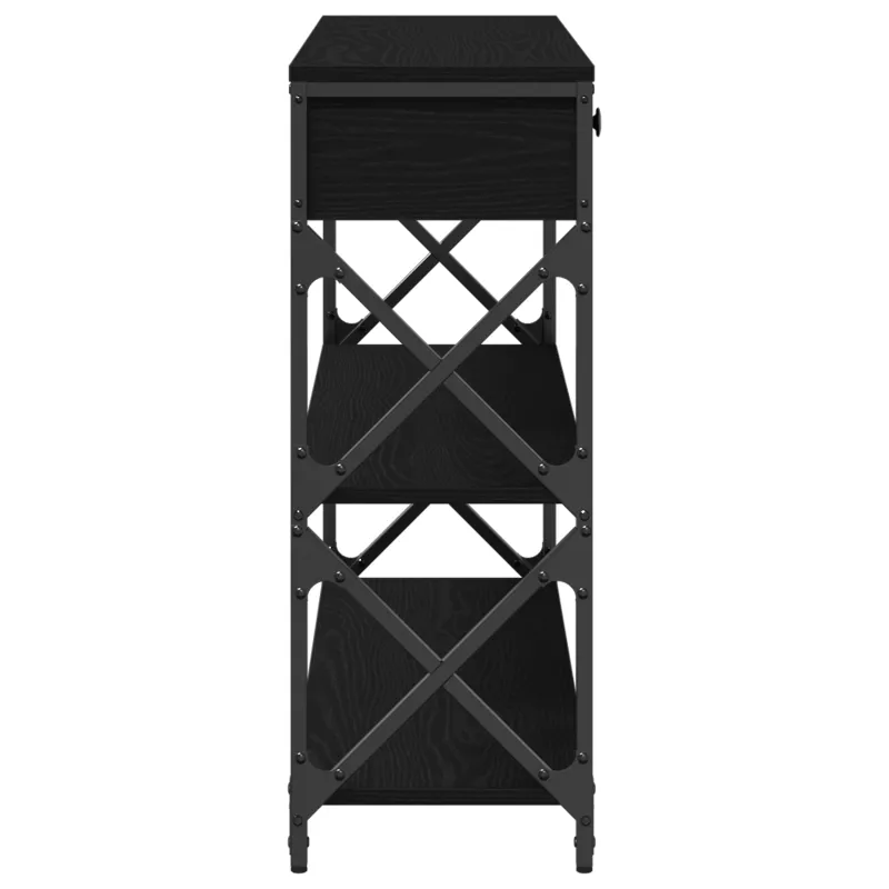 Konsolės stalas su stalčių juoda ąžuolo 100 x 28 x 75 cm