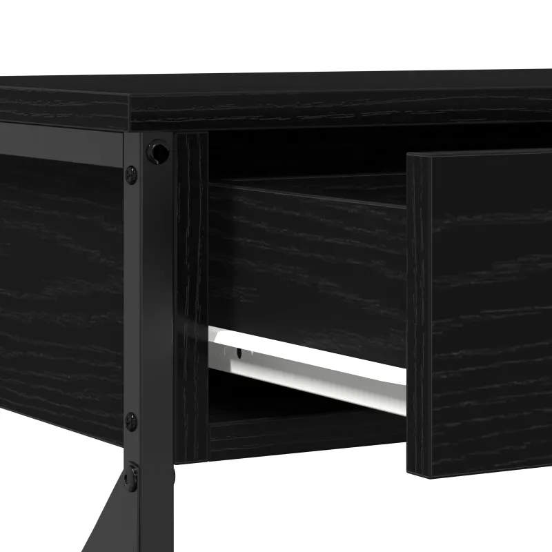 Konsolės stalas su stalčių juoda ąžuolo 100 x 28 x 75 cm