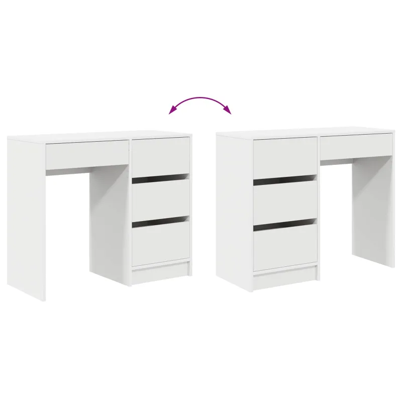 Stalas su stalčių Balta 90 x 37.5 x 75 cm Apdirbta mediena