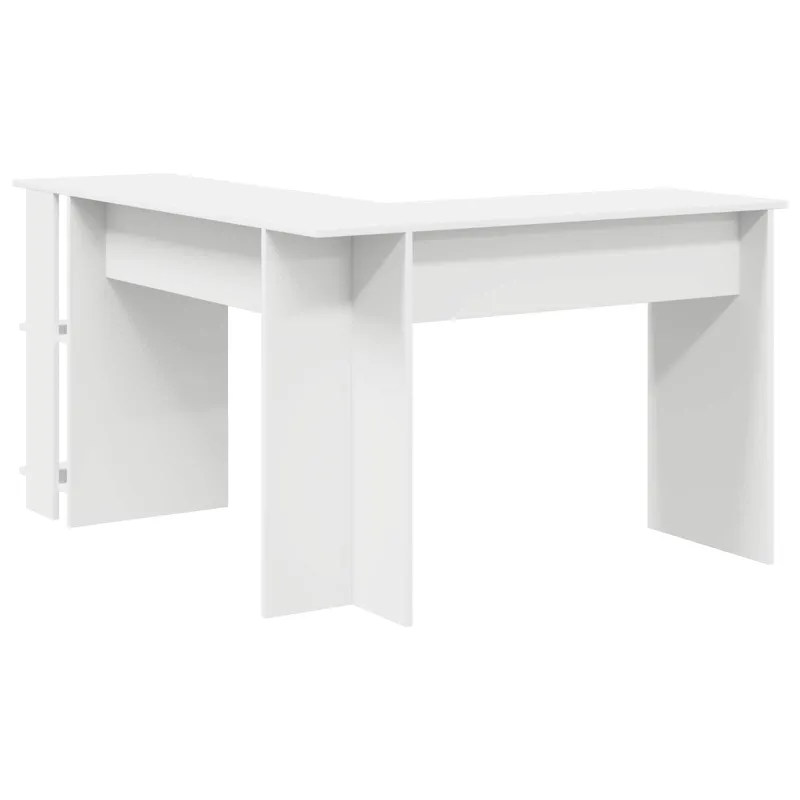 Kampinis rašomasis stalas su lentyna Balta 140 x 113,5 x 75 cm