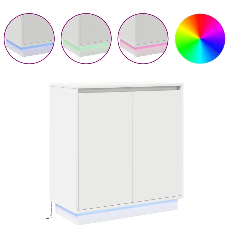 LED Bufetas skirtas Balta 71 x 34,5 x 75 cm Apdirbta mediena