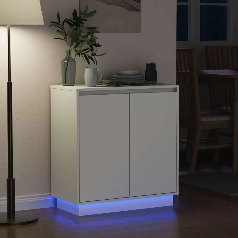 LED Bufetas skirtas Balta 71 x 34,5 x 75 cm Apdirbta mediena