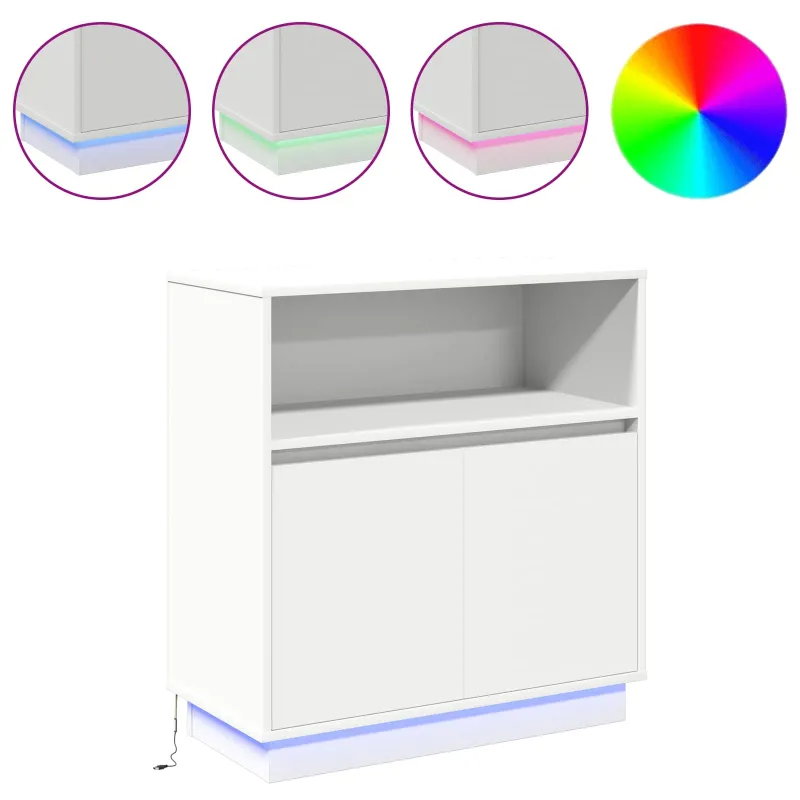 LED Bufetas Balta 71 x 34,5 x 75 cm Apdirbta mediena