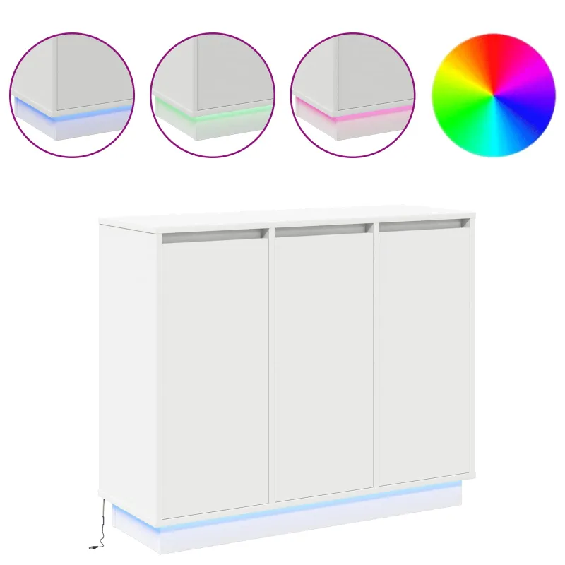 LED Bufetas Balta 90 x 32 x 75 cm Apdirbta mediena