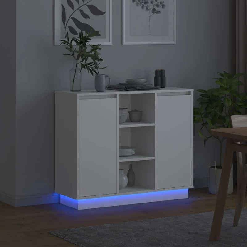 LED Bufetas Balta 90 x 32 x 75 cm Apdirbta mediena