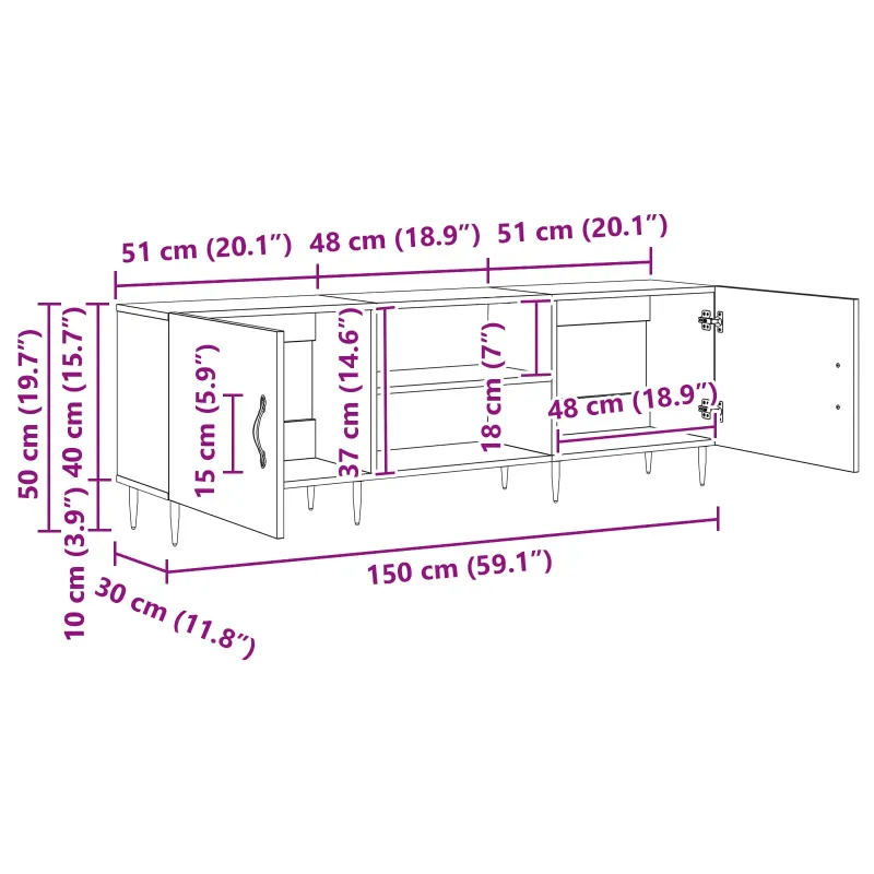 Televizoriaus spintelė Sena mediena 150 x 30 x 50 cm