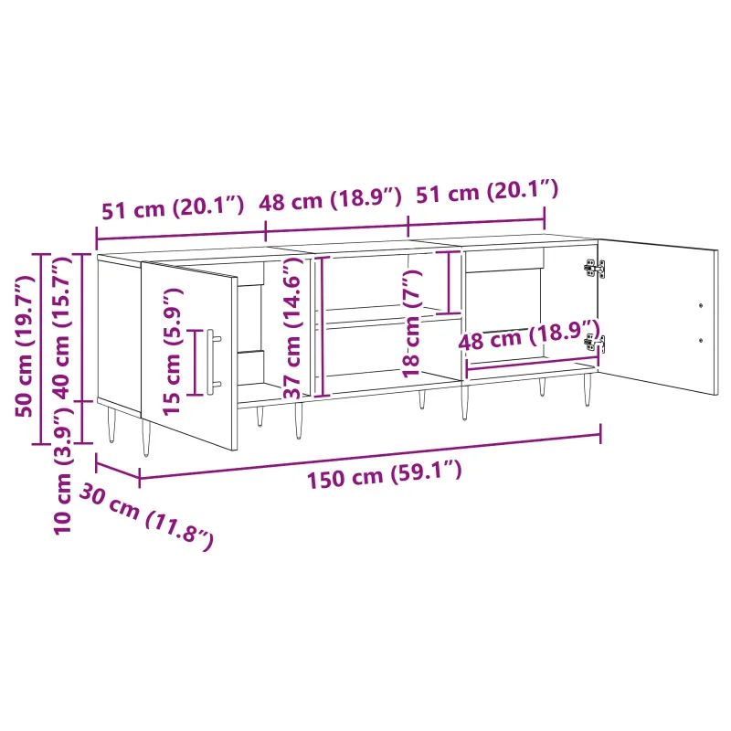 Televizoriaus spintelė Sena mediena 150 x 30 x 50 cm