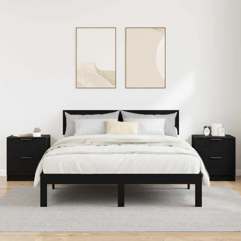 Šalia lovos spintelė 2 pcs Juodas ąžuolas 45 x 39 x 50 cm