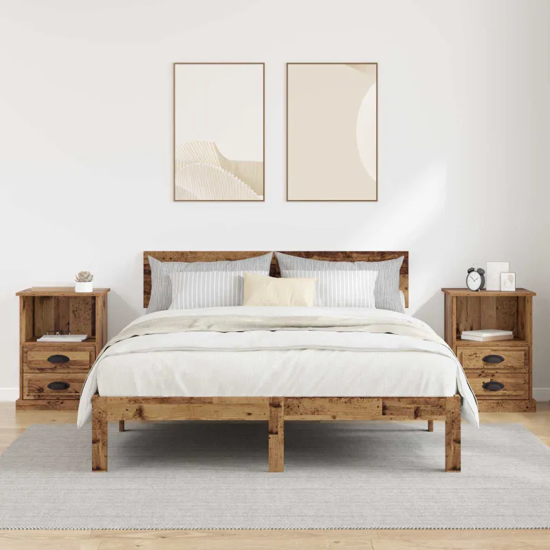 Šalia lovos spintelė 2 pcs Senas medis 36 x 43 x 60 cm