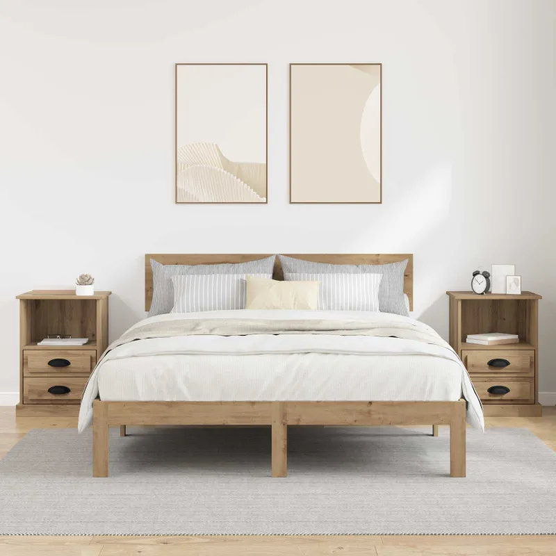 Šalia lovos spintelė 2 pcs Amatininkų ąžuolas 36 x 43 x 60 cm