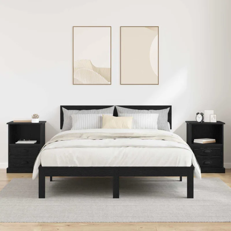 Šalia lovos spintelė 2 pcs Juodas ąžuolas 36 x 43 x 60 cm