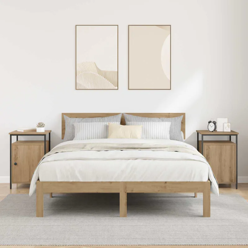 Šalia lovos spintelė 2 pcs Amatininkų ąžuolas 40 x 42 x 60cm