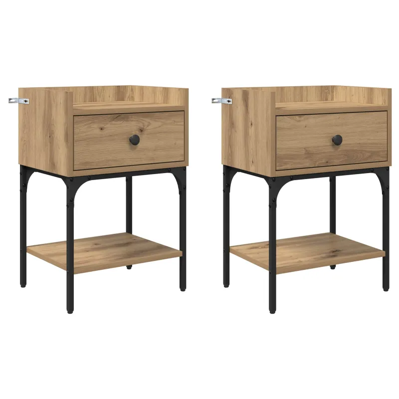 Naktinis staliukas 2 pcs Amatininkų ąžuolas 40 x 29 x 60 cm