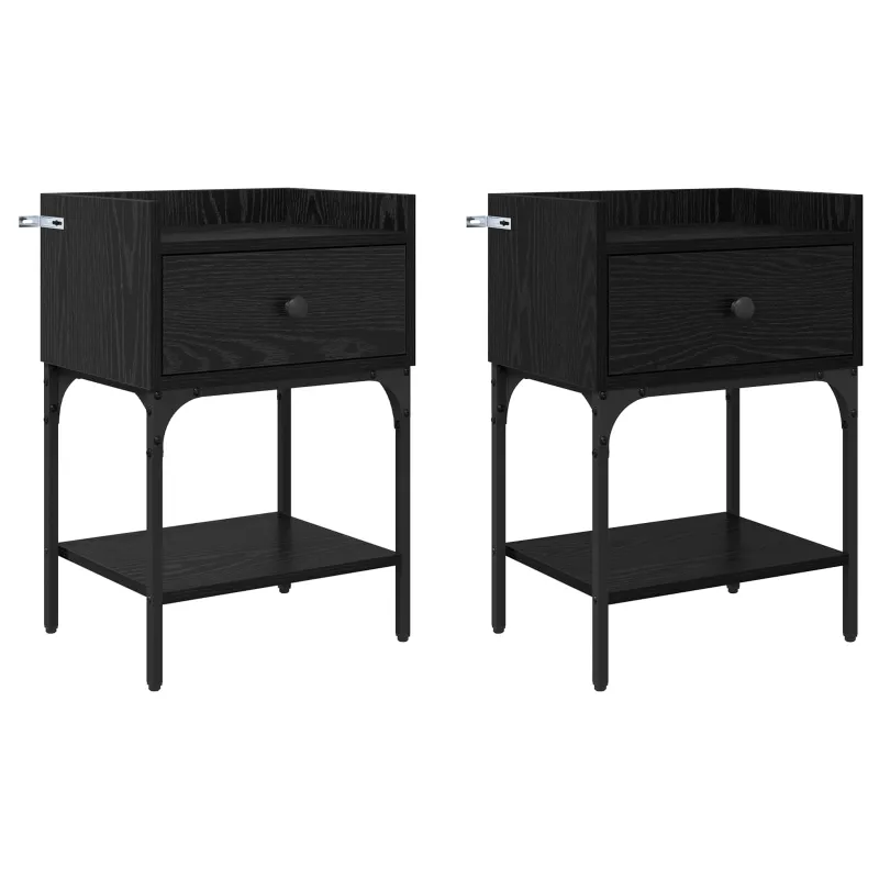 Naktinis staliukas 2 pcs Juodas ąžuolas 40 x 29 x 60 cm