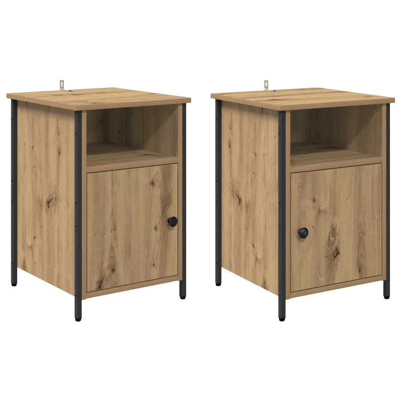Šalia lovos spintelė 2 pcs Amatininkų ąžuolas 40 x 42 x 60 cm