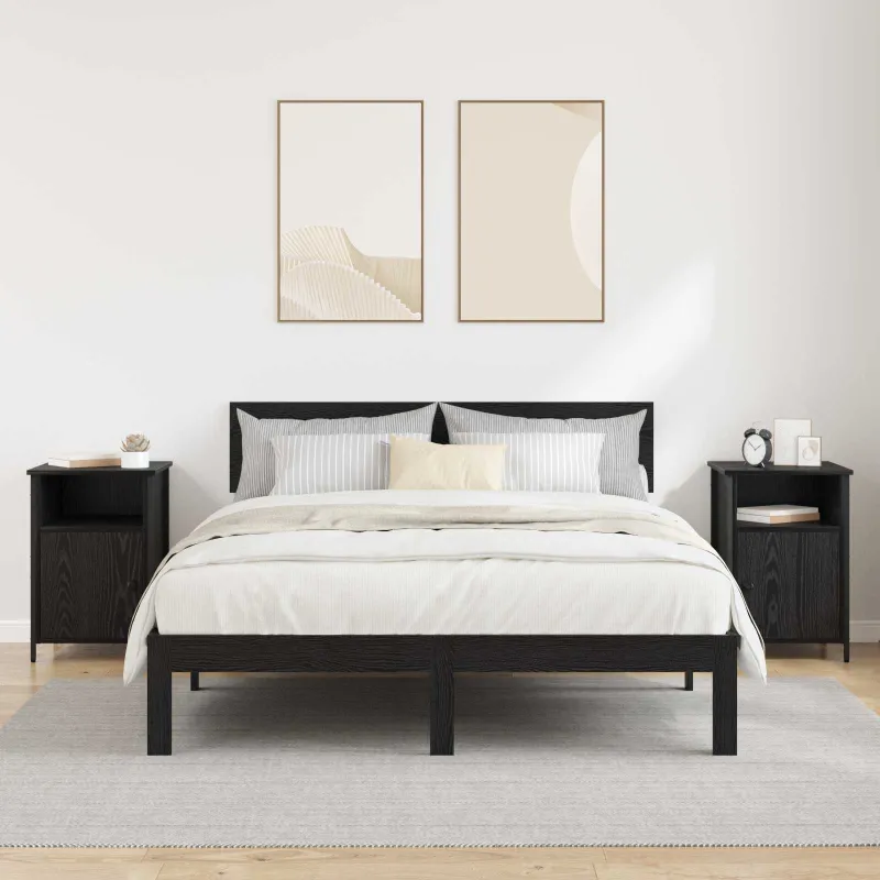 Šalia lovos spintelė 2 pcs Juodas ąžuolas 40 x 42 x 60 cm