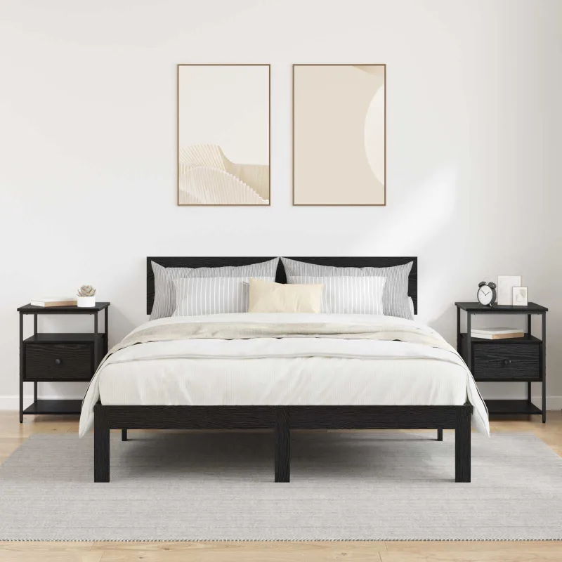 Šalia lovos spintelė 2 pcs Juodas ąžuolas 40 x 42 x 56 cm