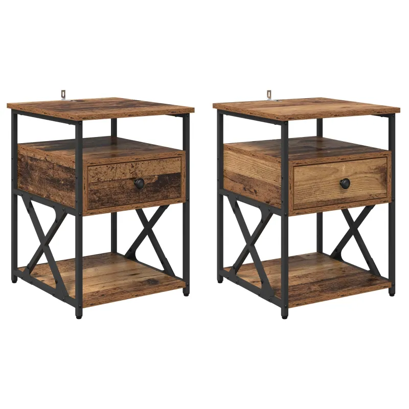 Šalia lovos spintelė 2 pcs Senas medis 40 x 42 x 55 cm