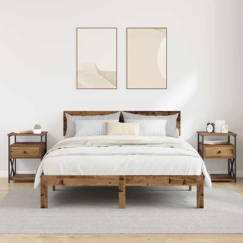 Šalia lovos spintelė 2 pcs Senas medis 40 x 42 x 55 cm