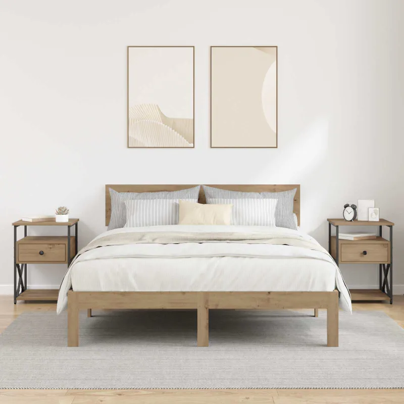 Šalia lovos spintelė 2 pcs Amatininkų ąžuolas 40 x 42 x 55 cm