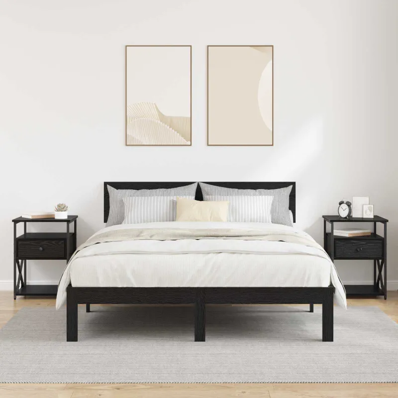 Šalia lovos spintelė 2 pcs Juodas ąžuolas 40 x 42 x 55 cm