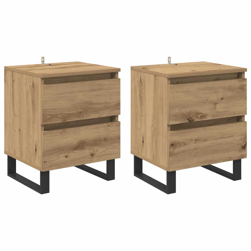 Šalia lovos spintelė 2 pcs Amatininkų ąžuolas 40 x 35 x 50 cm