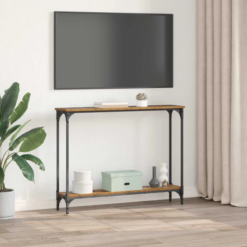 Konsolinis stalas su lentyna Senovinis medis 100 x 22,5 x 75 cm