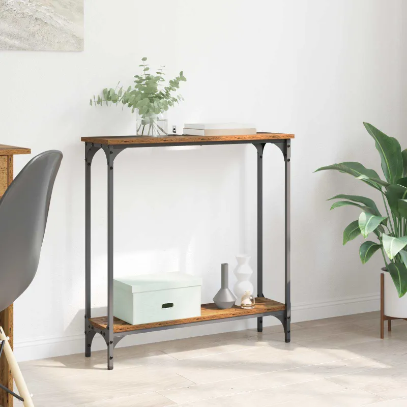 Konsolinis stalas su lentyna Senovinis medis 75 x 22,5 x 75 cm