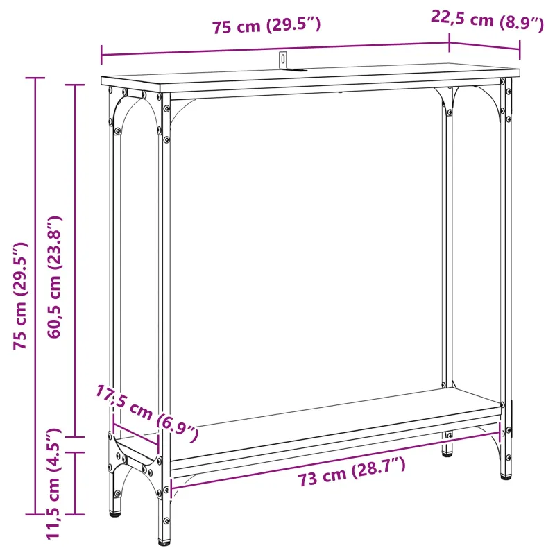 Konsolinis stalas Amatininkų ąžuolas 75 x 22,5 x 75 cm