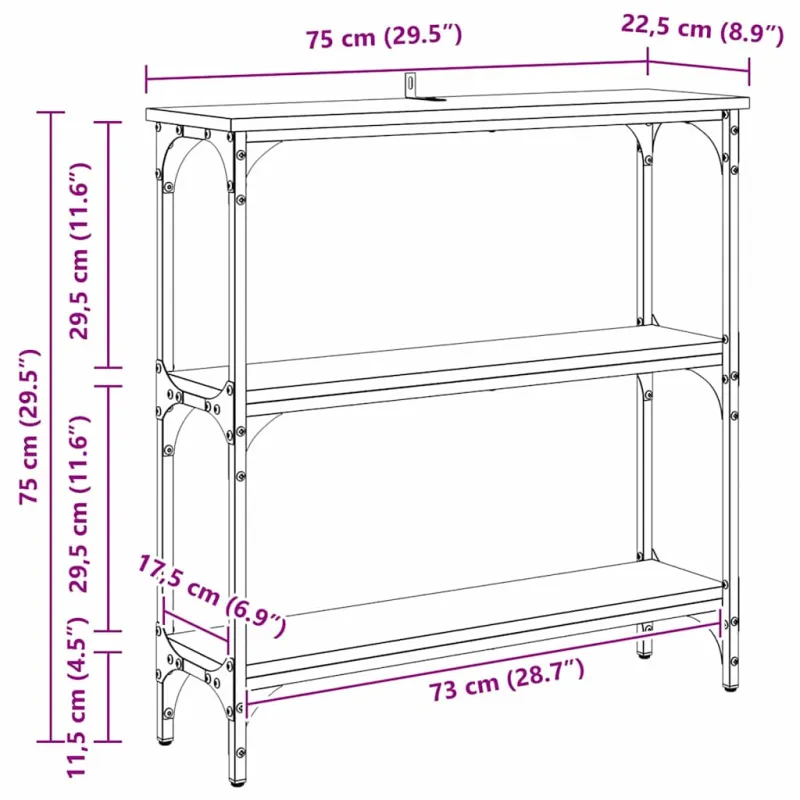 Konsolinis stalas su lentyna Senas medis 75 x 22,5 x 75 cm