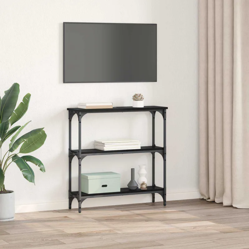 Konsolinis stalas su lentyna Juodas ąžuolas 75 x 22,5 x 75 cm