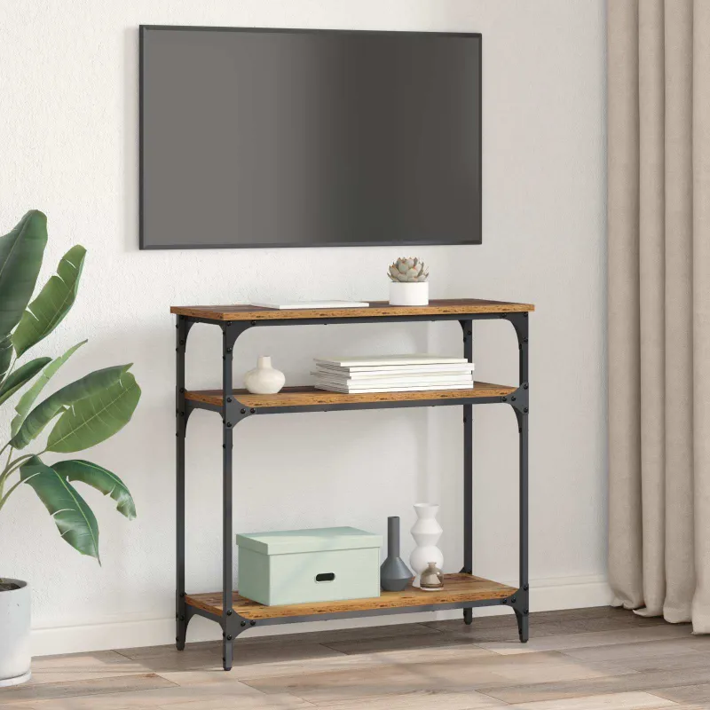 Konsolinis stalas su lentyna Senovinis medis 75 x 29 x 75 cm