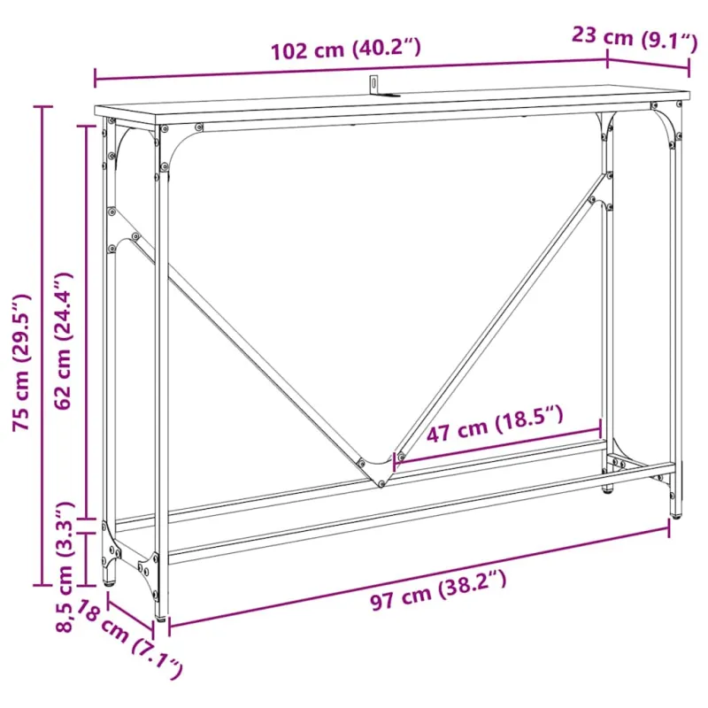Konsolinis stalas Senovinis medis 102 x 23 x 75 cm