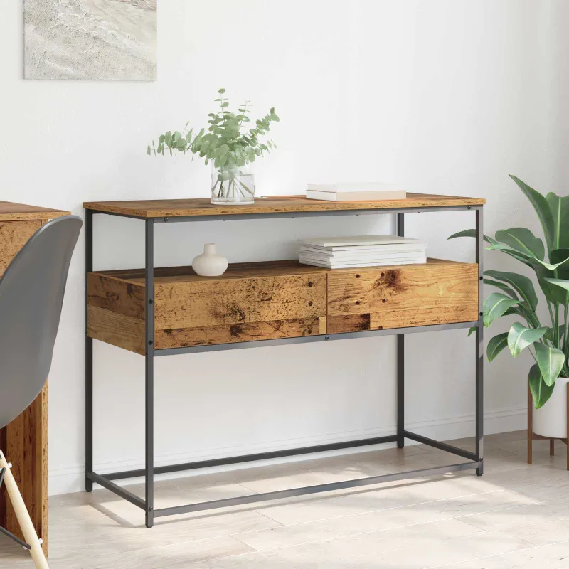 Konsolinis stalas su stalčių Senovinis medis 100 x 40 x 75 cm