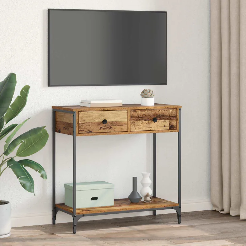 Konsolinis stalas su stalčių Senovinis medis 75 x 34,5 x 75 cm