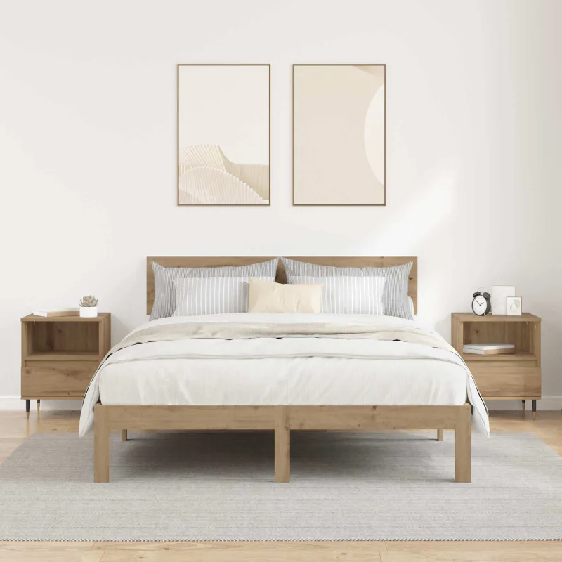 Šalia lovos spintelė 2 pcs Amatininkų ąžuolas 40 x 35 x 50 cm