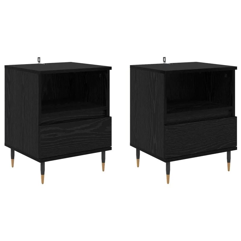 Šalia lovos spintelė 2 pcs Juodas ąžuolas 40 x 35 x 50 cm