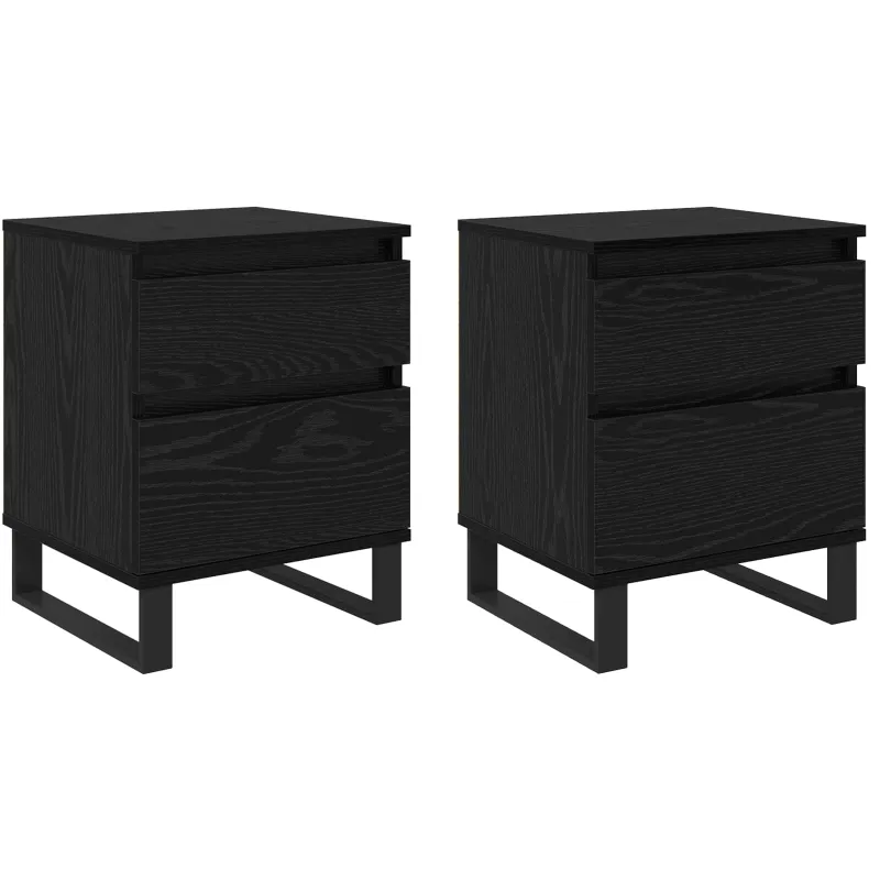 Šalia lovos spintelė 2 pcs Juodas ąžuolas 40 x 35 x 50 cm