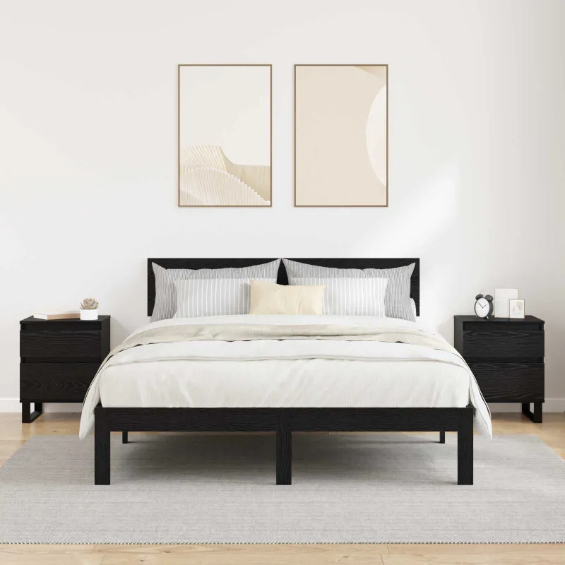 Šalia lovos spintelė 2 pcs Juodas ąžuolas 40 x 35 x 50 cm