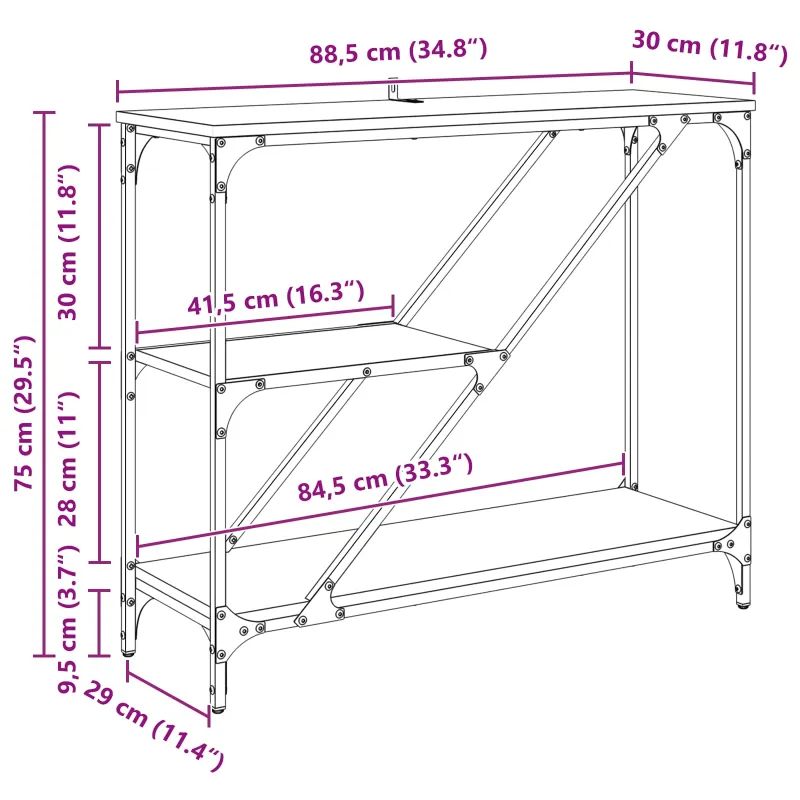 Konsolinis stalas Amatininkų ąžuolas 88,5 x 30 x 75 cm