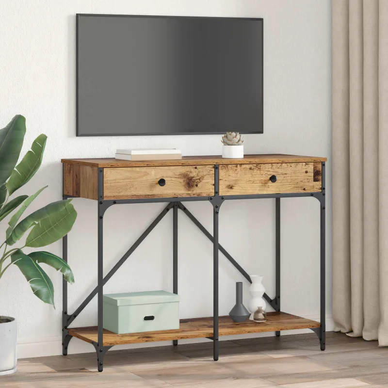 Konsolinis stalas su stalčių Senovinis medis 100 x 39 x 78,5 cm